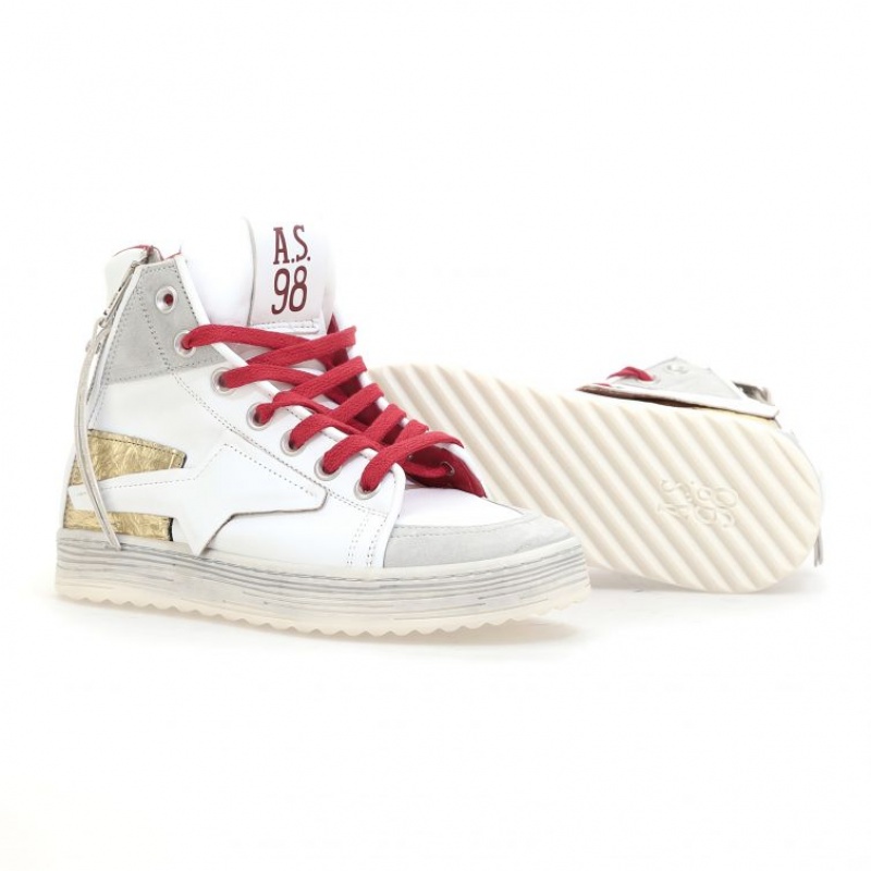 A.S.98 Aileen Sneakers Dam Vita Röda | SE-SC9506427